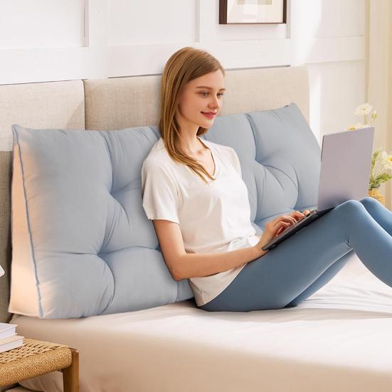Headboard Triangle Pillow Wedge Backrest Pillow with Removable Cover Headboard Daybed Back Cushion for Reading Sitting Working Bedroom Dorm