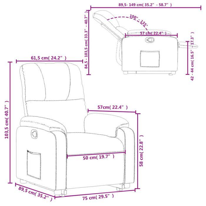 VidaXL Fauteuil Inclinable, Chaise de Relaxation avec Dossier et Repose-pied Réglables, Siège de Salon Salle de Séjour, 3204934