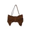 (Coffee)Fashion Bowknot Shape Tote Bow Tie Pleated Shoulder Bag Women's Crossbody Bags Large Capacity Lighweight Commuter Bags