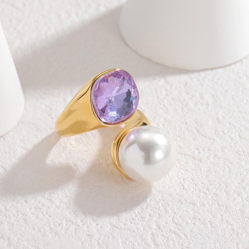Purple Zirconium Open Ring, Korean Style Titanium Steel Fashion, Autumn/Winter Hand Jewelry