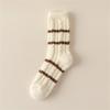 Women Twist Jacquard Fuzzy Plush Socks Winter Warm Color Block Striped Fleece Sleep Socks Thermal Floor Slipper Socks