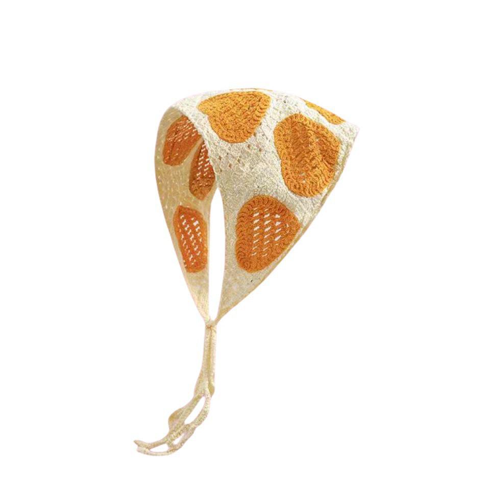 Ręcznie robiona szydełkowa trójkątna chusta na głowę: Francuski Retro, Wszechstronny, Styl Pastoralny