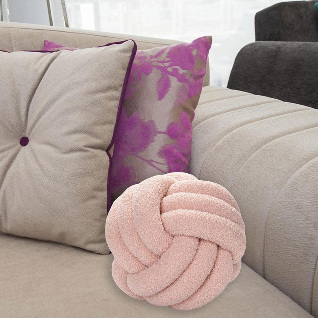 Plush Knot Ball Pillow Diameter 22cm Room Decoration for sofa Couch Brown