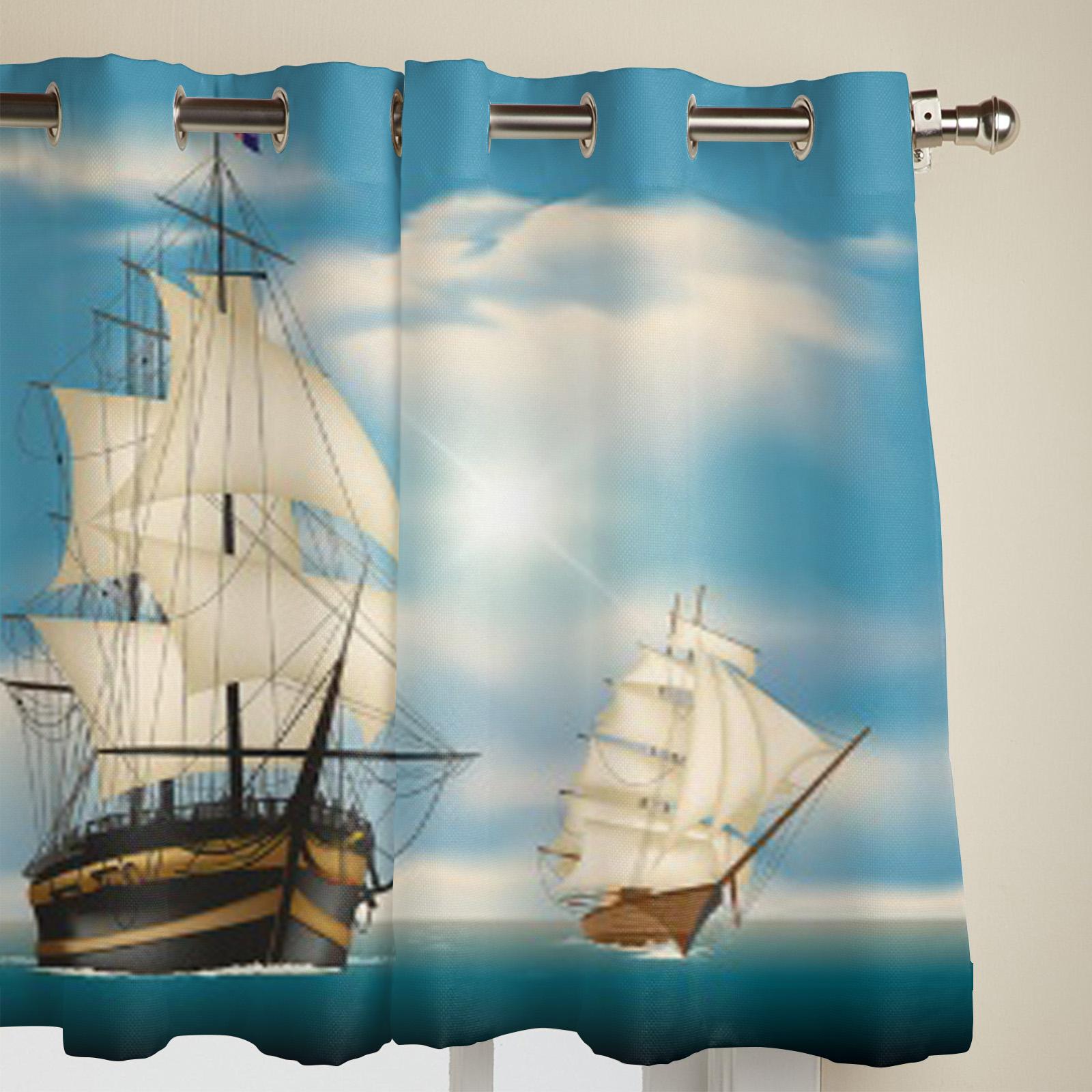 Парусные корабли в море Роскошные оконные шторы для гостиной — фото 3