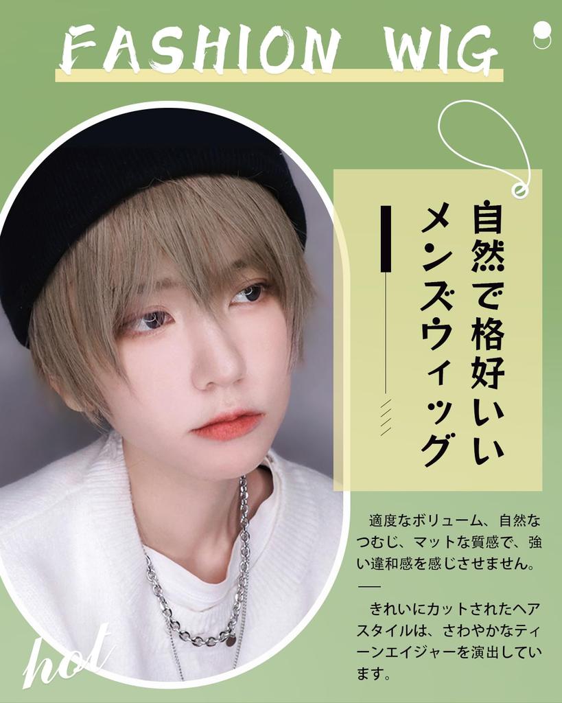 Peacoco Everyday Small Heat Flashy Net Included Men's Wig, Short, Natural, Easy, Handsome, Cosplay, Changeover, Use, Unisex, Face, Resistant, Popular,