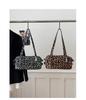 Leopard Print Retro Studded Bowling Bag - Women's 2025 Shoulder Handbag