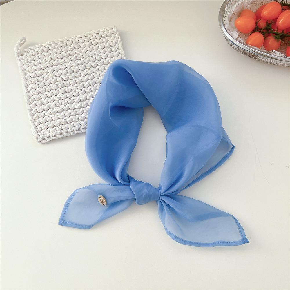 Transparent Cotton Linen Scarves Solid Color Square Handkerchief Small Square Scarf  Beach