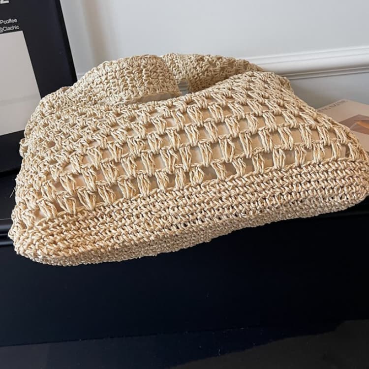 Hook flower hollow woven tote bag women's shoulder beach bag