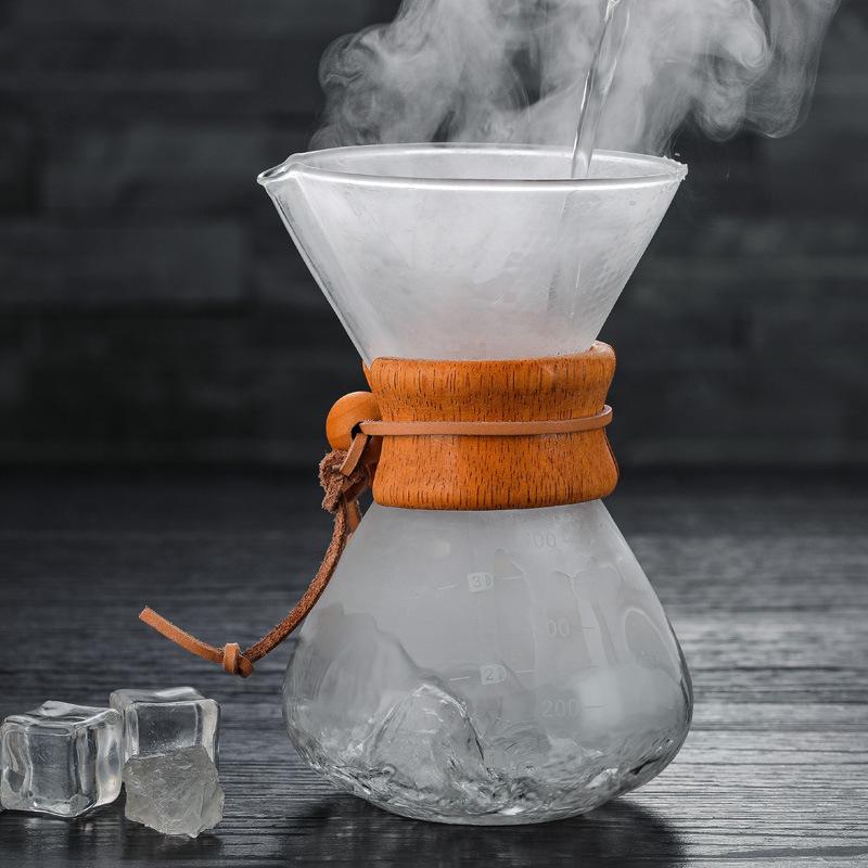 High borosilicate glass hand coffee pot high temperature glass coffee pot 400 ml glass coffee pot with filter