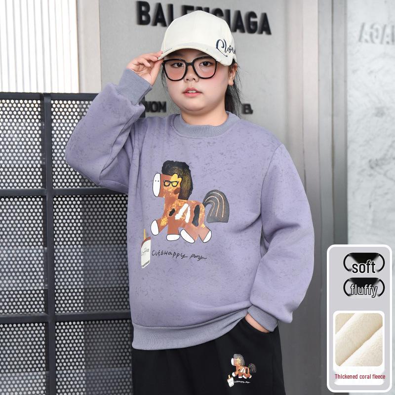 

Plus Size Velvet Hoodie for Chubby Girls, Ages 7-15 – Slimming Autumn/Winter One-Piece Base Layer Size 160, 90-110 lbs