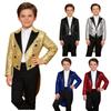 Kids Boys Classic Tuxedo Sequined Blazer Tailcoat Swallowtail Suit Jacket Open Front Performance Costume