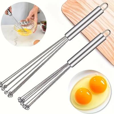 12/10 Inch Food Grade Household Bead-shaped Stainless Steel Egg Beater Steel Ball Manual Egg Beater Cake