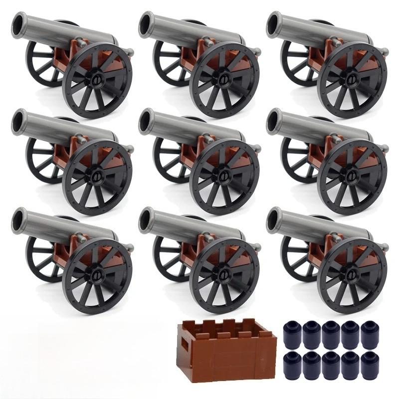 MOC Building Blocks Military Navy Figures Accessories Medieval Cannon Ammunition Wilderness Scene Tent Bonfire Brick Toy Gifts
