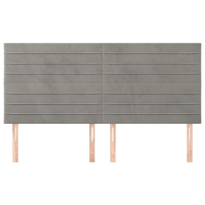VidaXL Têtes de lit 4 pcs Gris clair 80x5x78-88 cm Velours3116526