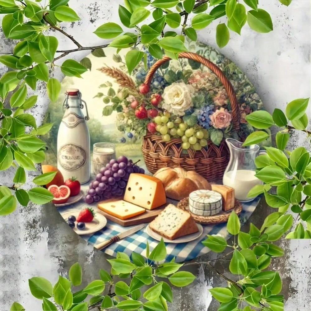 1PC Tin Sign Food Wine Basket Poster Metal Painting Wall Art Home Decor