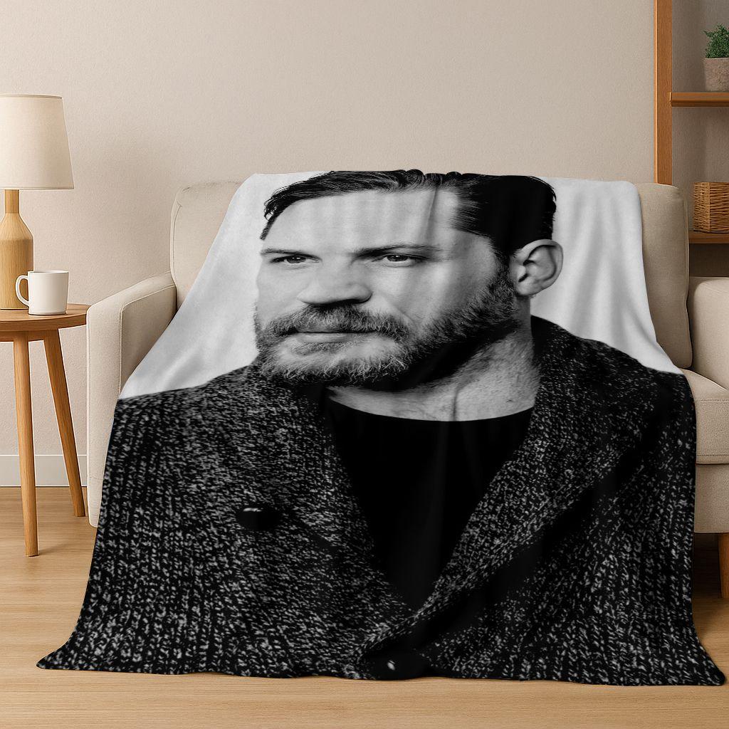 3D Tom Hardy Art Actor Star Flannel Blanket,Cozy Soft Throw Blanket for Home Bedroom Bed Sofa Picnic Office Cover Kids Gift