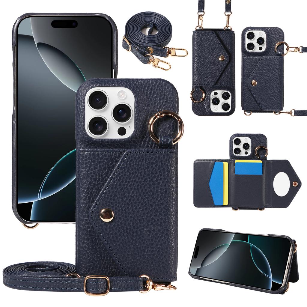 PU Leather Phone Case for IPhone17 17Air 17 Pro 17 Pro Max 16 15 14 13 Pro Crossbody Anti-demagnetization Anti-drop with Mirror