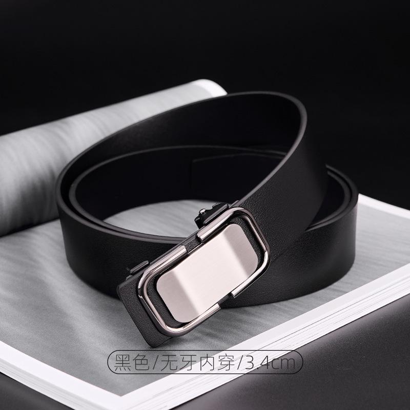 Business Belt Men's Sense First Layer Cowhide Belt Men's Fashion Trendy Men's Automatic Buckle Belt