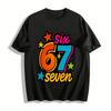 Retro Street Style Number 67 Graphic Casual Tee Pure Cotton T-shirt