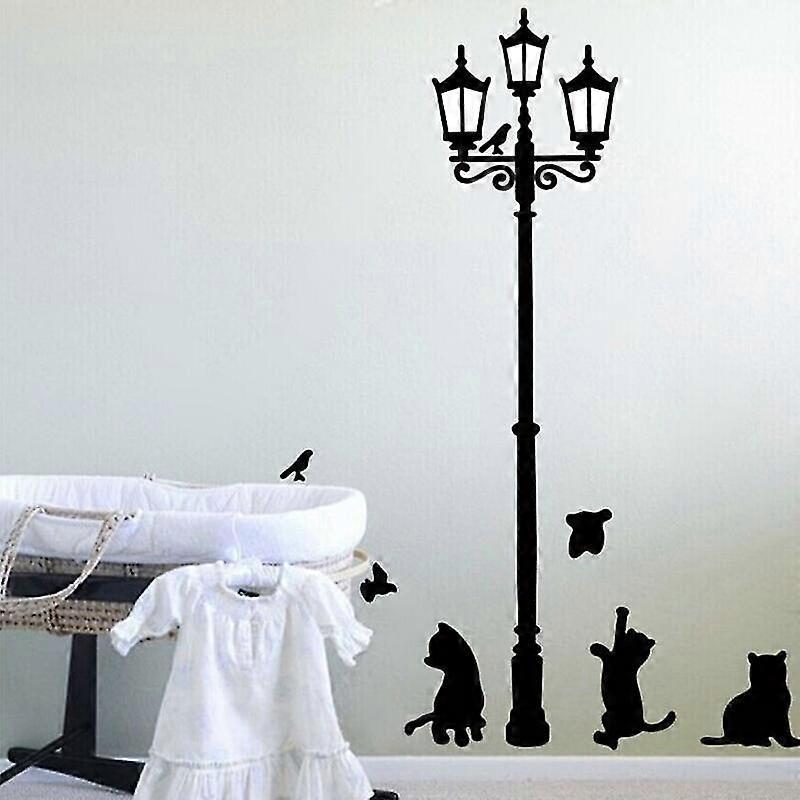 Creative Diy Popular Ancient Lights Cat And Bird Wall Stickers Cartoon Wall Murals Home Decor Room Decal Wallpaper For Children