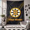 Wall Hanging Tapestry With Custom Name & Text, Boston Bruins Decorative Tapestry For Bedroom