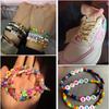 100Pcs Acrylic Letter Beads For Jewelry Making Clear Alphabet 7mm Flat Round Spacer Bead Diy Bracelets Necklace Accessories