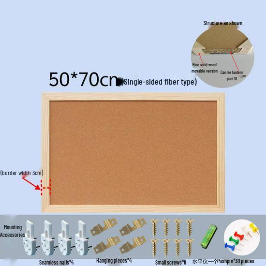 Pine Wood Frame Cork Bulletin Board for Photo Display and Kindergarten Decor