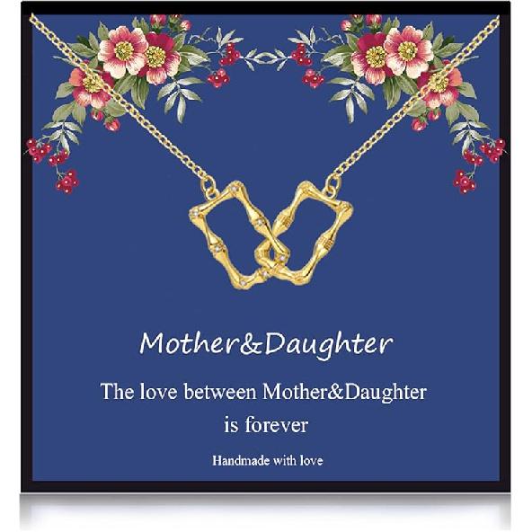 Mother Daughter Necklace Mothers Day/Birthday Gifts for Mom Matching Rhinestone Circle Necklace Jewelry Mothers Day Gifts for Mom D:Gold