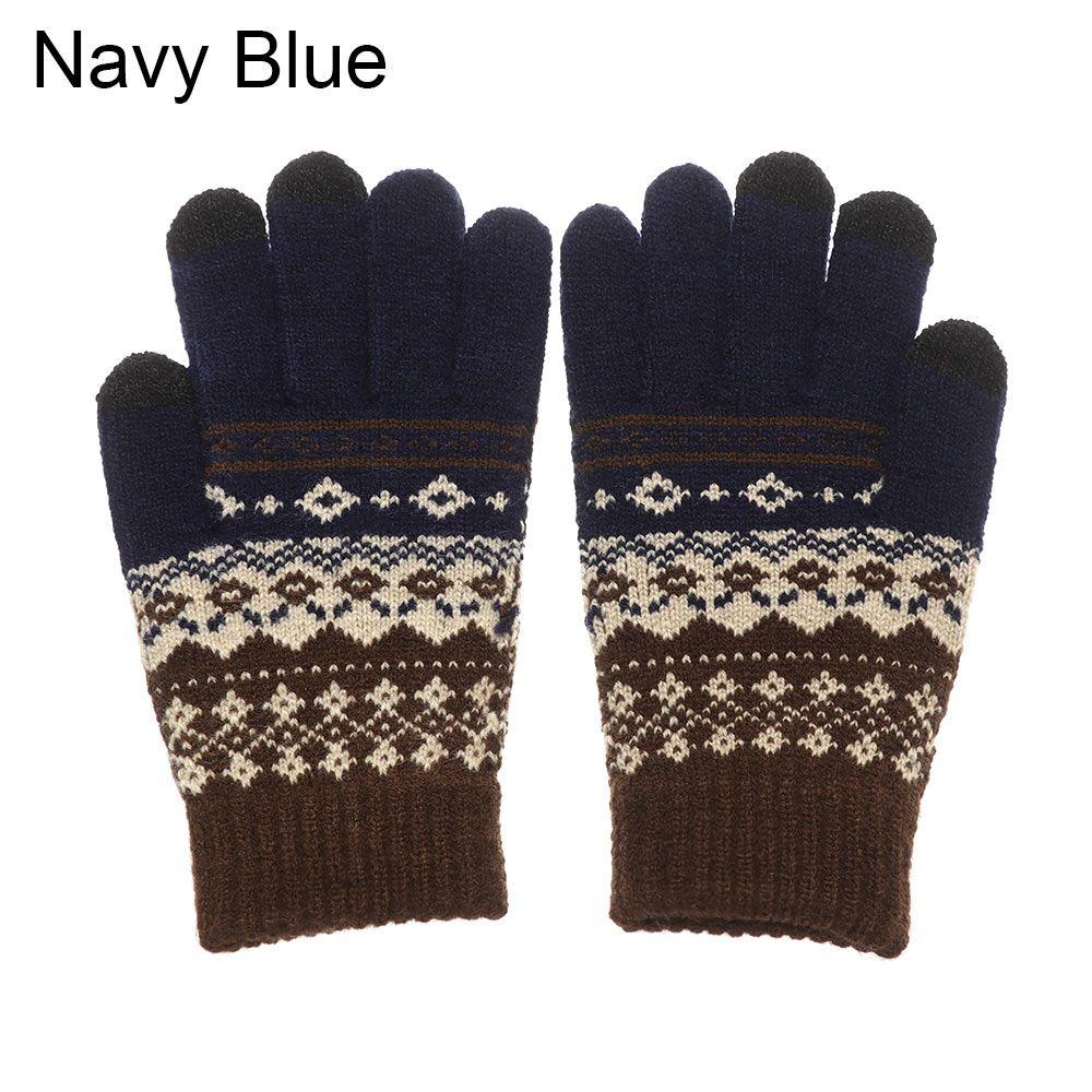 Women Men Thick Warm Touch Screen Mittens Knitted Full Finger Gloves Winter Gloves