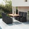 VidaXL Garden Dining Set 7 Pcs Black Poly Rattan and Acacia, Dining Set, Dining Set 3157609