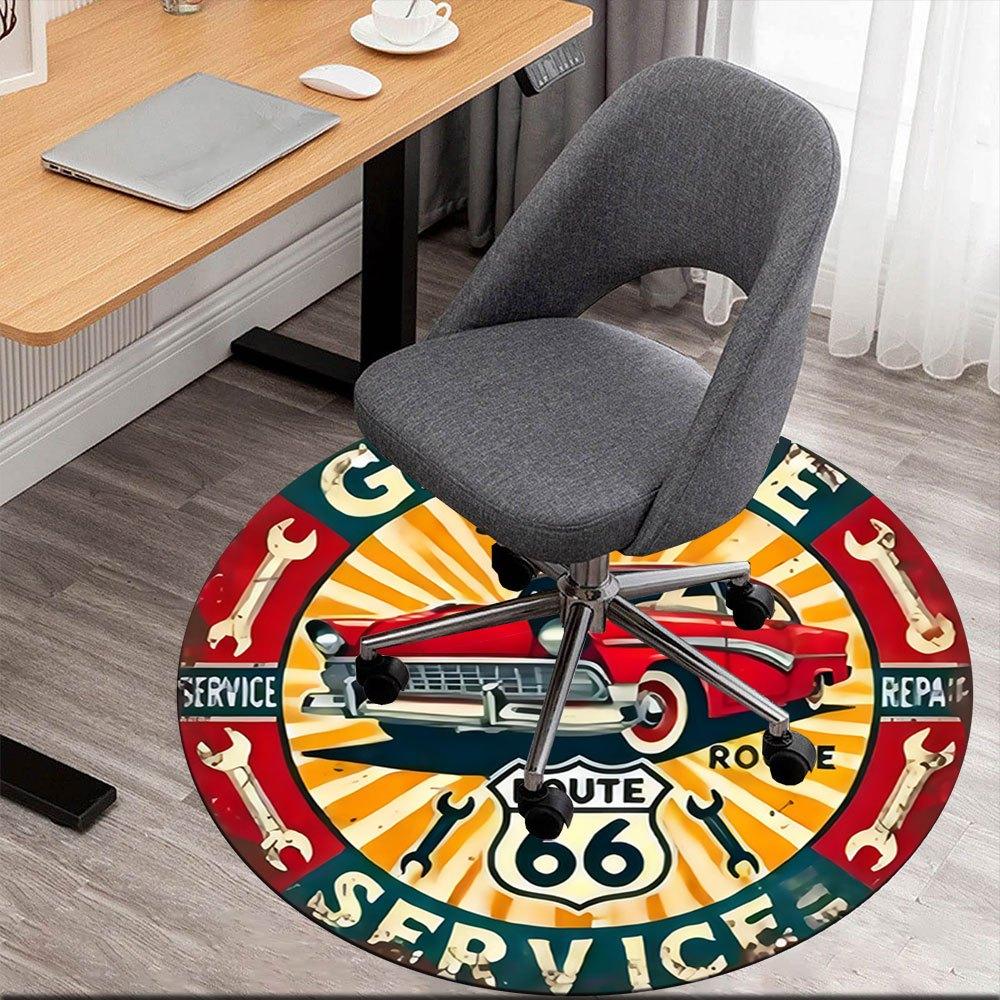 

Route 66 Garage Service SignRound Non-Slip chair mat chair carpet for office Rugs for Office Decor Gift For Valentine s Day Mother s Day Halloween & C 80cm by 80cm