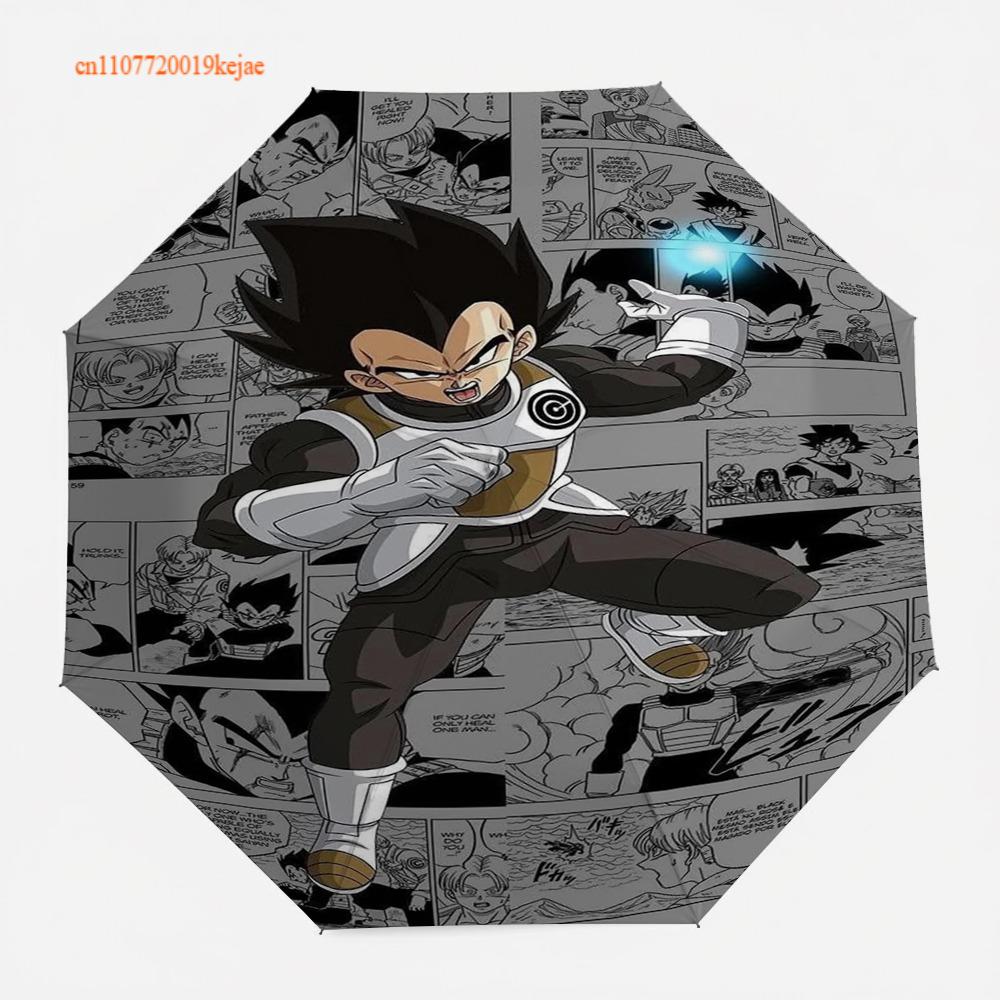Anime Dragon Ball Vegeta Umbrella, Classic Manga Battle Scene Collage, Compact Folding Umbrella, for Cosplay & Daily Use