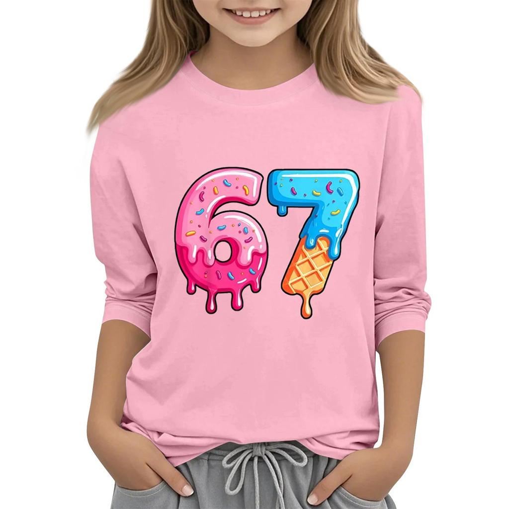 Moda dziecięca Koszulka z rękawem trzy czwarte z okrągłym dekoltem z nadrukiem Casualowa