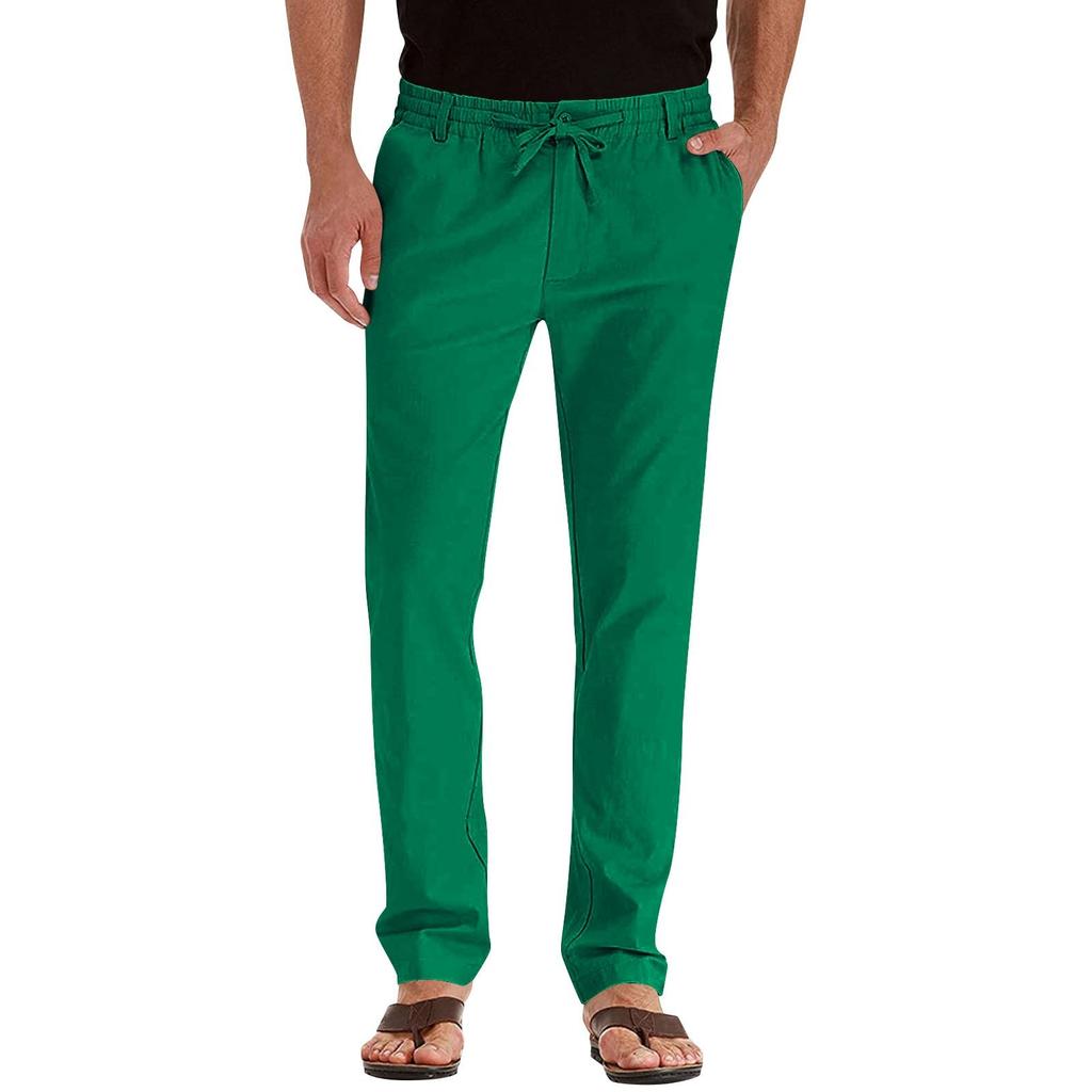 Macacão masculino com cordão, calças casuais com vários bolsos, calças de caminhada, calças de sarja de algodão