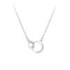 S925 sterling silver double ring necklace Korean version versatile commuter interlocking pendant simple high-end exquisite collarbone chain