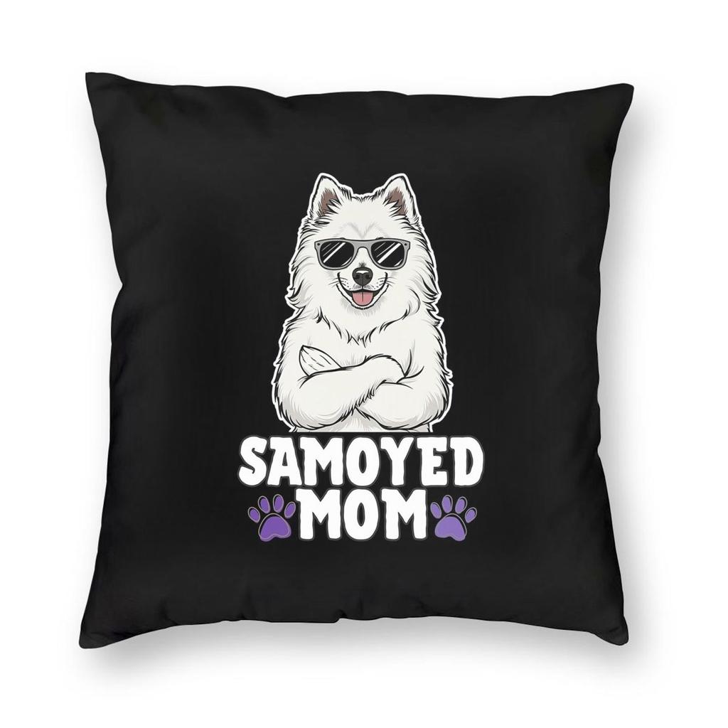 Samoyed Dog Wearing Halloween Witch Hat Square Pillowcase Pillow Cover Cushion Throw Pillow for Home Sofa Living Room