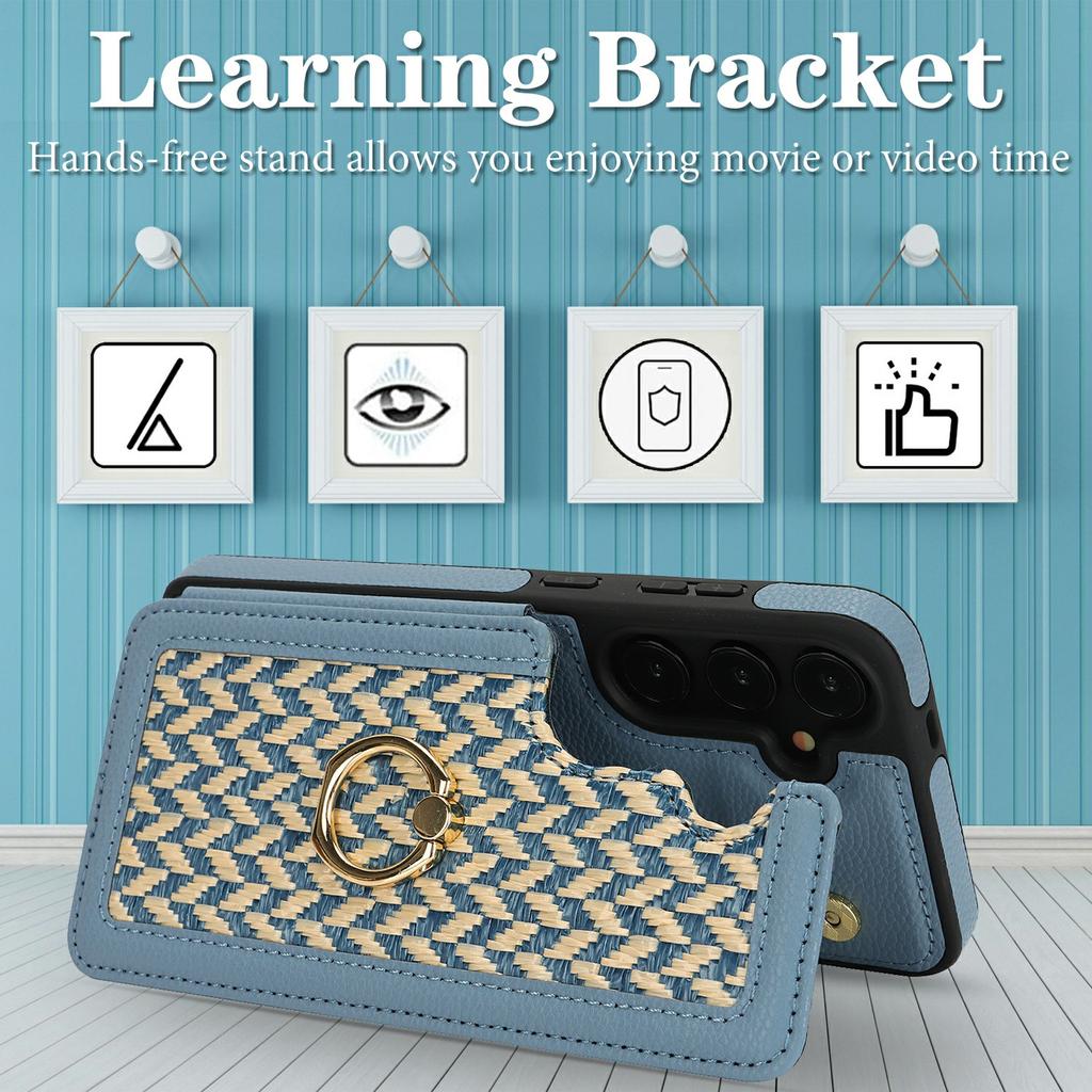 For Samsung Galaxy S24 Case with Card Holder,Kickstand,RFID Blocking PU+TPU Phone Back Cover