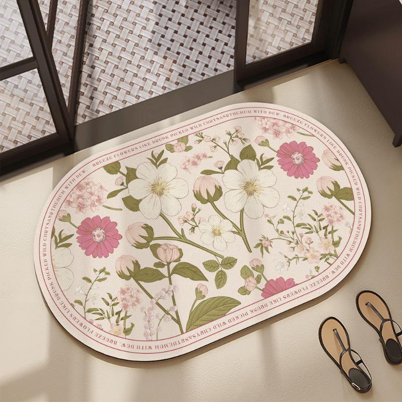 Bathroom Cabinet, Diatomaceous Earth Door Mat, Quick Drying and Anti Slip Floor Mat, Toilet and Bathroom Entrance Mat