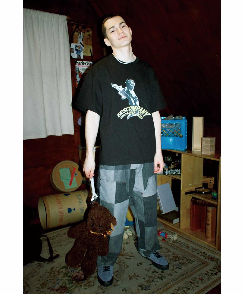 Ialeseuko Trouble Ping Kids Print T-Shirt_Black