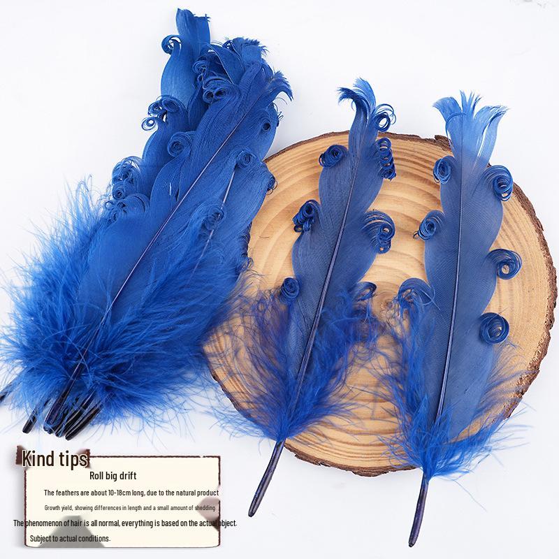 DIY Handmade White Large Curly Feather Accessories for Hats, Clothing, and Bags
