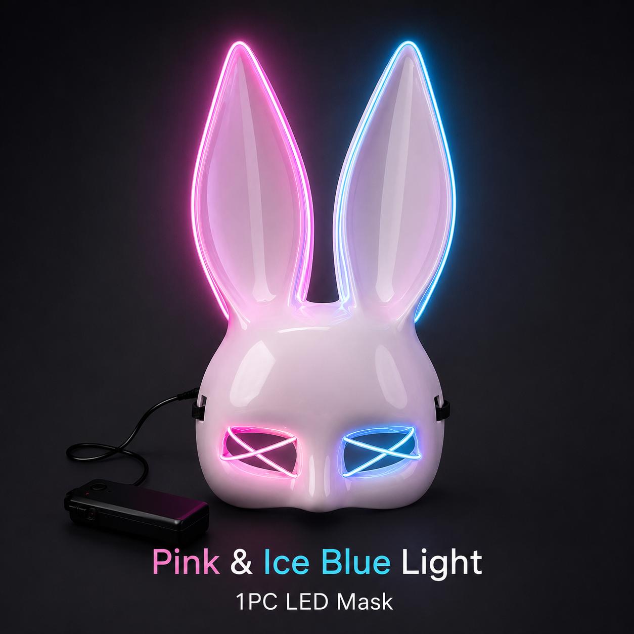 Oplichtend Konijnenoren Masker, LED Konijnenmasker voor Feest Dans Festival Halloween Kostuum Accessoires