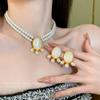 Vintage Women Baroque Style Round Portrait Relief Pendant Pearl Necklace Collar Palace Classic Design Collar Chorkers Chains