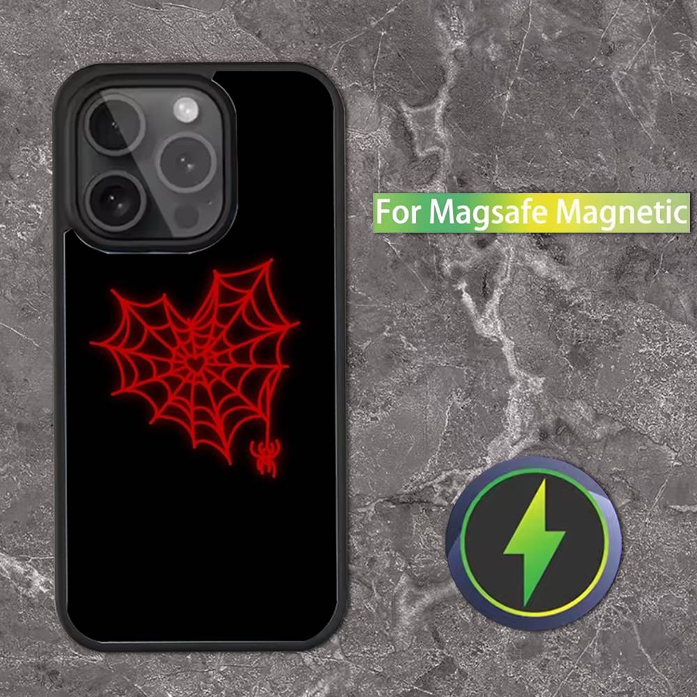 Cool S-Spider Web H-Heart Phone Case For iPhone 17,16,15,14,13,12,11,Pro,Max,Plus,Mini,SE Magsafe Magnetic Wireless Charging