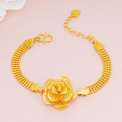 Retro Ethnic Style Hollow Rose Flower Bracelet for Women