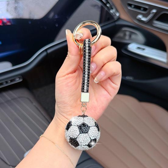 Rhinestone Football Keychain Pendant Sparking Soccer Car Key Ring