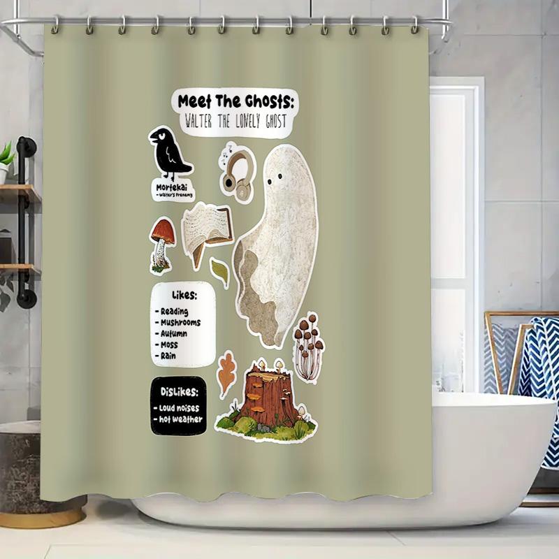 

Spooky Ghost Halloween Shower Curtain Gothic Autumn Forest Decor Eerie Vintage Horror Bathroom Set 90x180cm