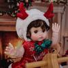 Cloveray 18-Zoll Vinyl Weihnachten Reborn Puppe, Rotes Hirschgeweih Outfit Baby Puppe, Handbemaltes Hochfarbiges Make-up, Perfekt für Sammlung & Geschenk, Auch