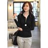 Design Feeling Color Block Mock Two Piece T Shirt For Women With Stretch Cotton For Office Wear