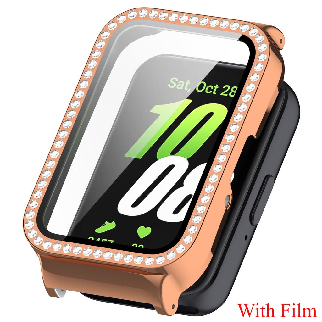 Ochranný Bling PC dutý kryt pro Samsung Galaxy Fit 3 Chytré hodinky Pásek Diamantový Křišťálový Nárazník Ochranný kryt Obrazovka