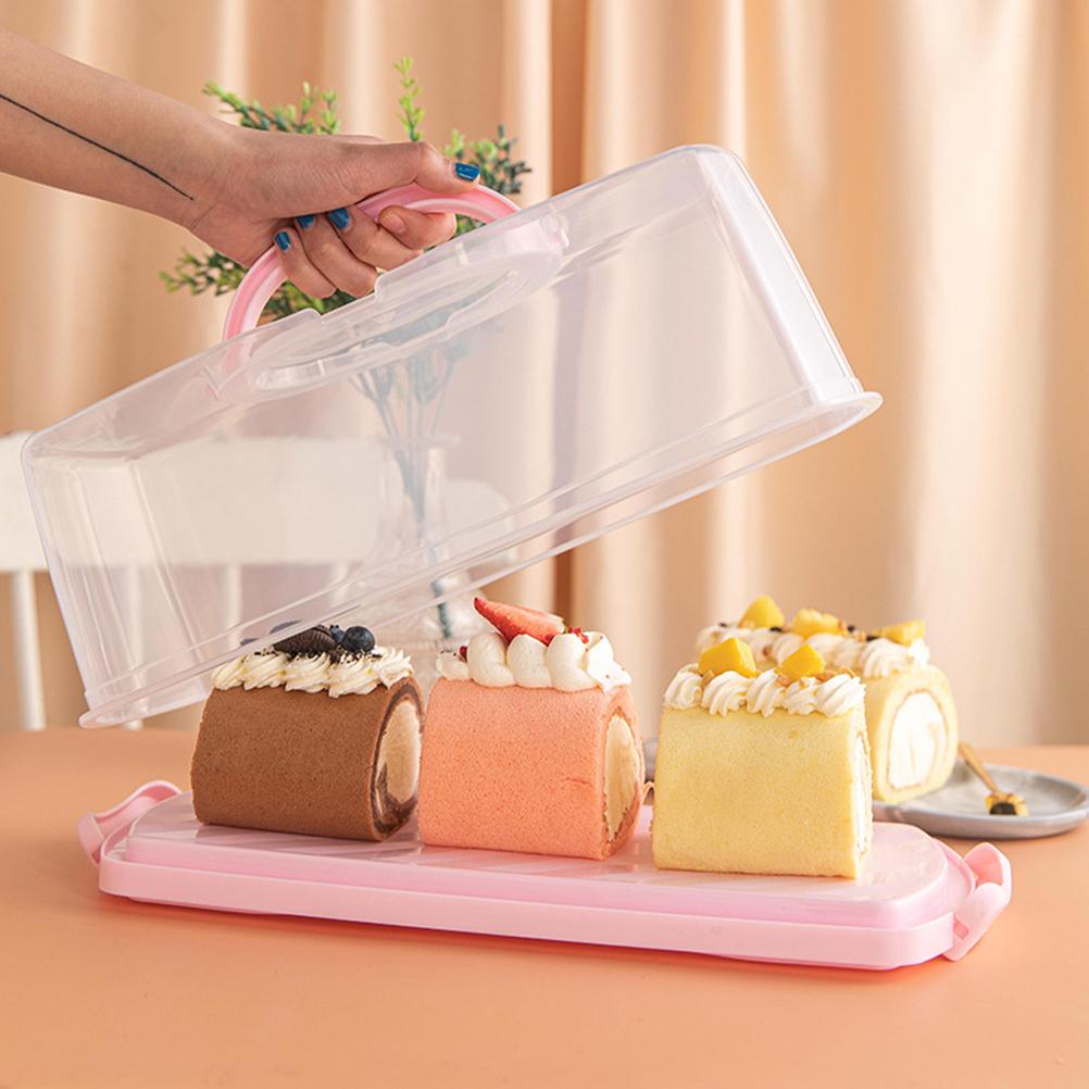 Portable Handheld Bread Box Reusable PP Loaf Cake Keeper Outdoor Picnic Bread Container Rectangular Clear Lid Loaf Bread Storage